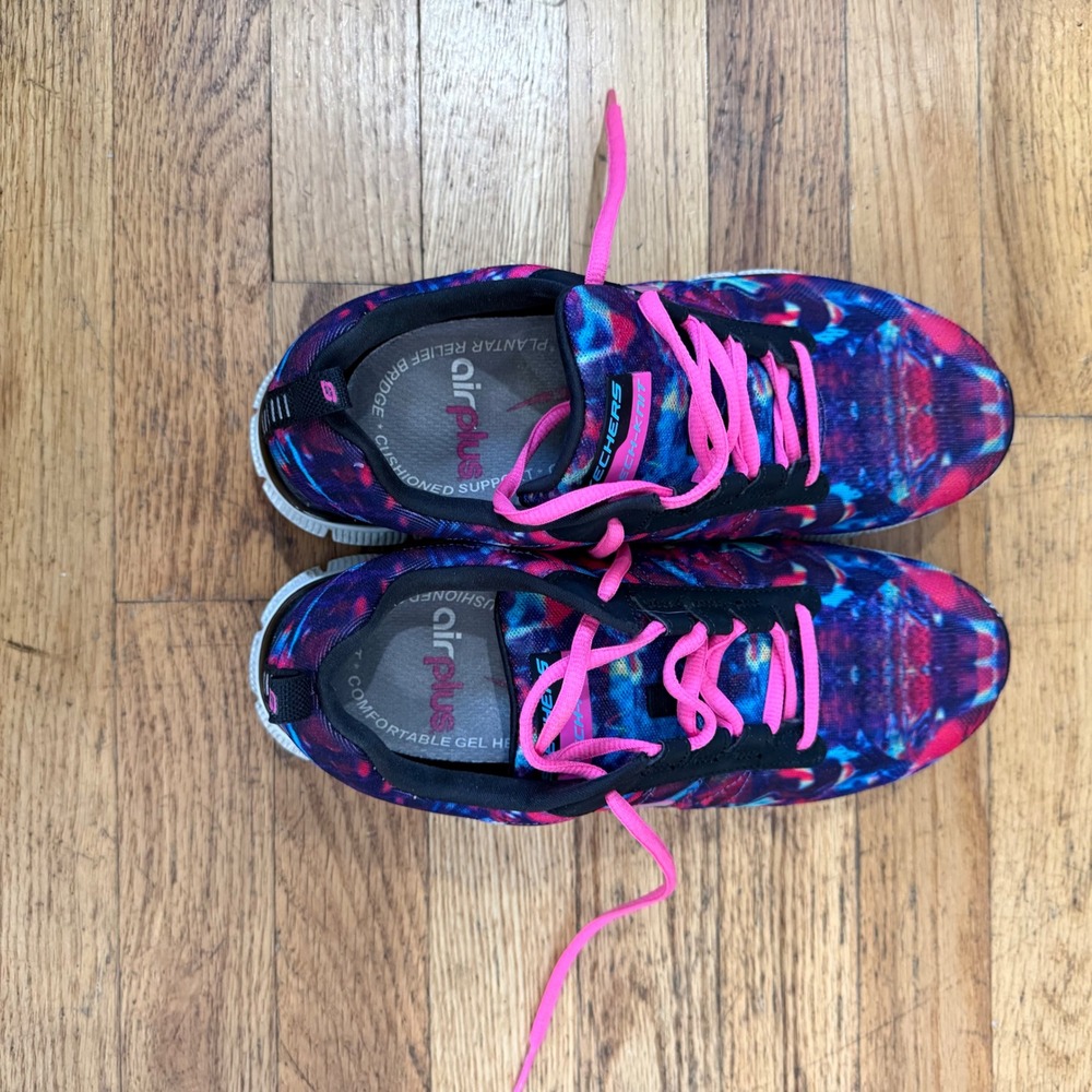 Skechers Flex Appeal Skech-Knit Sneakers Women 9 Tie Dye Pink Blue  BKMT - Picture 9 of 10